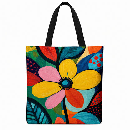 Floral Print Canvas Hand Carry Tote Bag