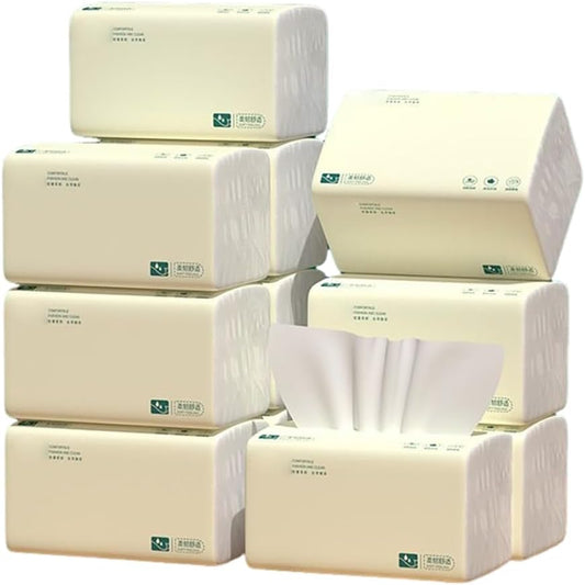 12 Pack Total 6240 Sheets Soft Facial White Tissue 5-Ply Toilet Paper Wood Pulp Fiber Disposable Napkin Travel Paper Towels Extraction