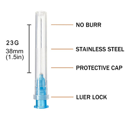 100pcs 23Ga 1.5inch Luer Lock Refilling Inks, Individually Wrapped