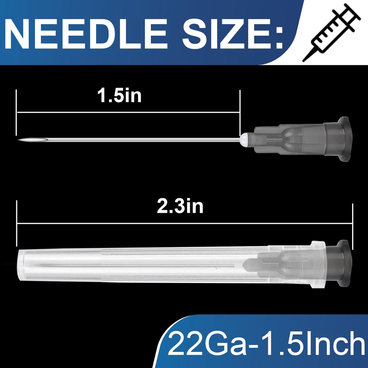 50 Pack 23 Ga 1 inch Luer Lock for Scientific Labs-3ML