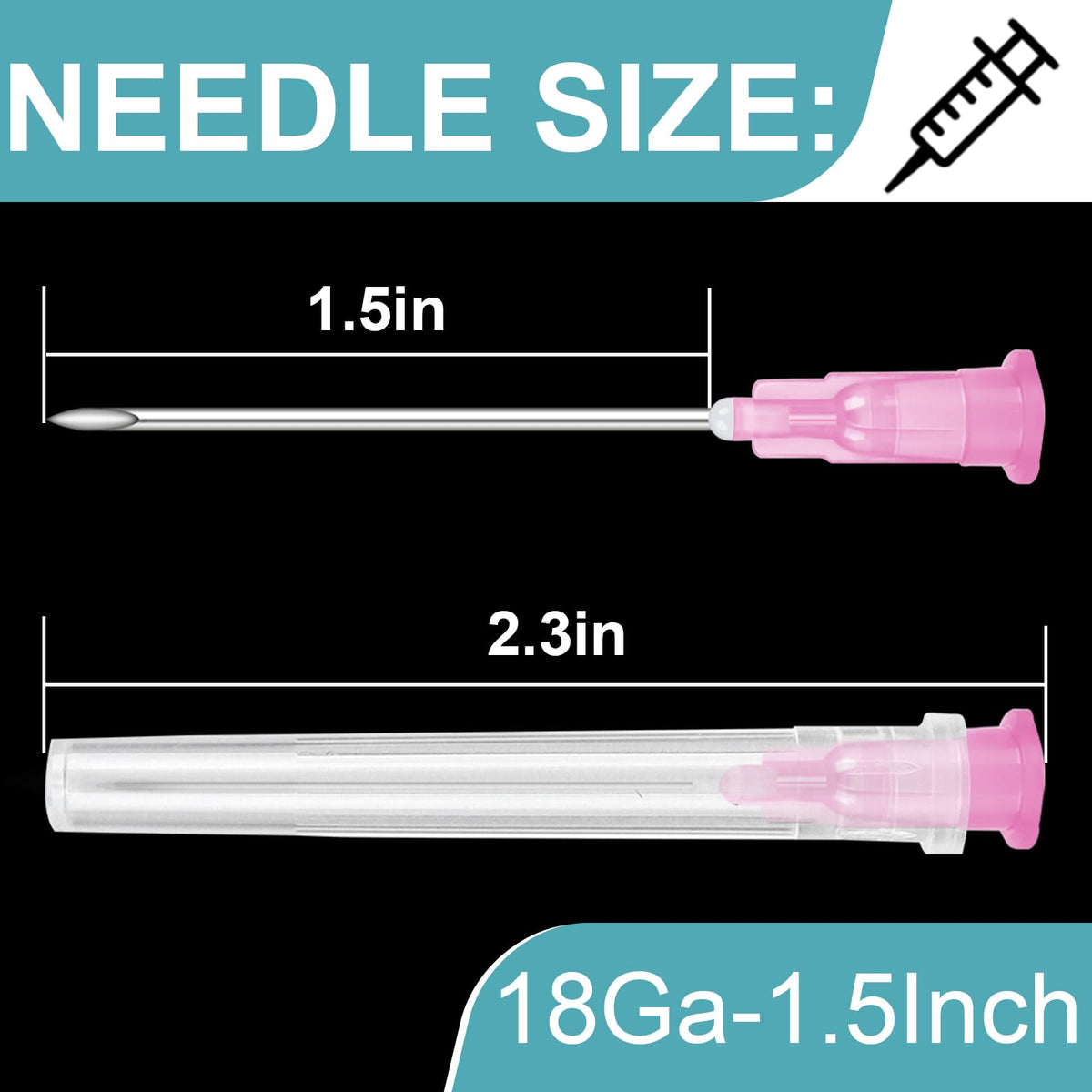 50 Pack 23 Ga 1 inch Luer Lock for Scientific Labs-3ML