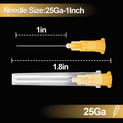 50 Pack 23 Ga 1 inch Luer Lock for Scientific Labs-3ML