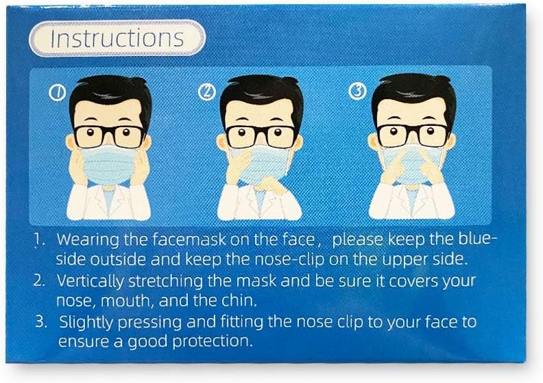 Jointown Disposable Face Mask - 3 Ply Filter Protection Face Masks, 50 Pack Blue