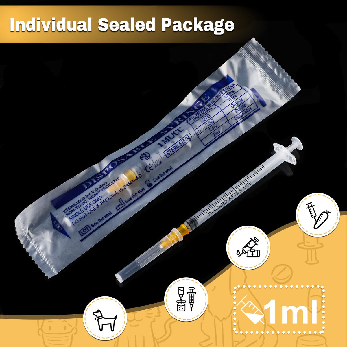 50 Pack 23 Ga 1 inch Luer Lock for Scientific Labs-3ML
