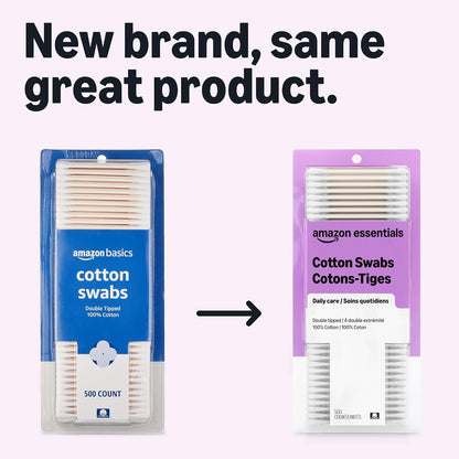 Amazon Essentials Cotton Swabs, 500 Count (Previously Amazon Basics)