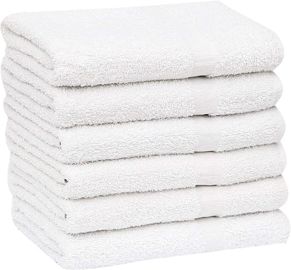 GOLD TEXTILES Bulk Bath Towels White 12 Pack (22x44 Inches) Economy Light Weight Easycare