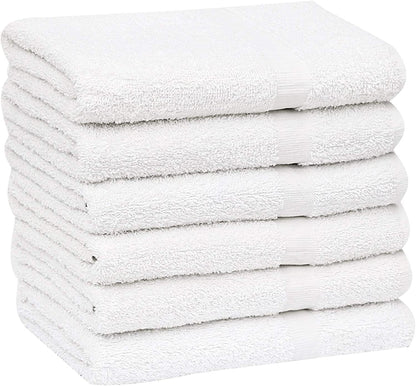 GOLD TEXTILES Bulk Bath Towels White 12 Pack (22x44 Inches) Economy Light Weight Easycare