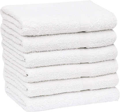 GOLD TEXTILES Bulk Bath Towels White 12 Pack (22x44 Inches) Economy Light Weight Easycare