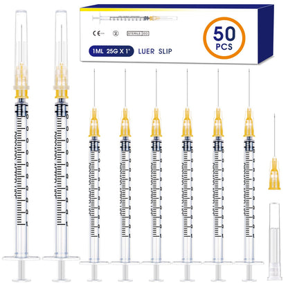 50 Pack 23 Ga 1 inch Luer Lock for Scientific Labs-3ML
