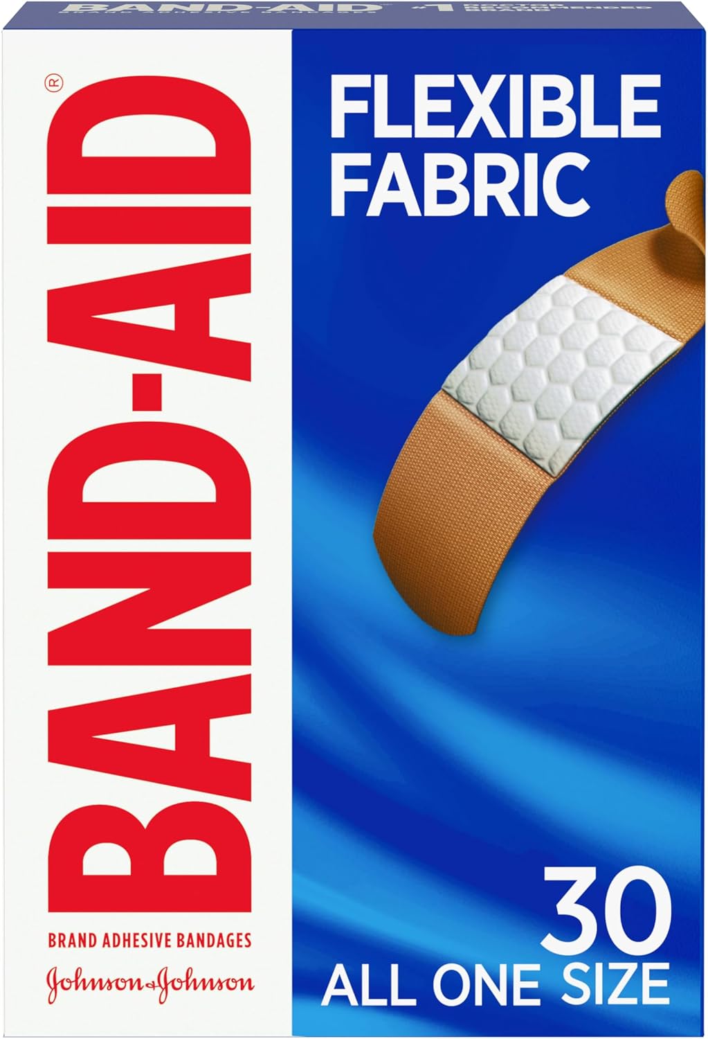BAND-AID Brand Flexible Fabric Adhesive Bandages, Assorted Sizes, 30 Count