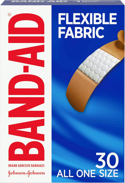 BAND-AID Brand Flexible Fabric Adhesive Bandages, Assorted Sizes, 30 Count