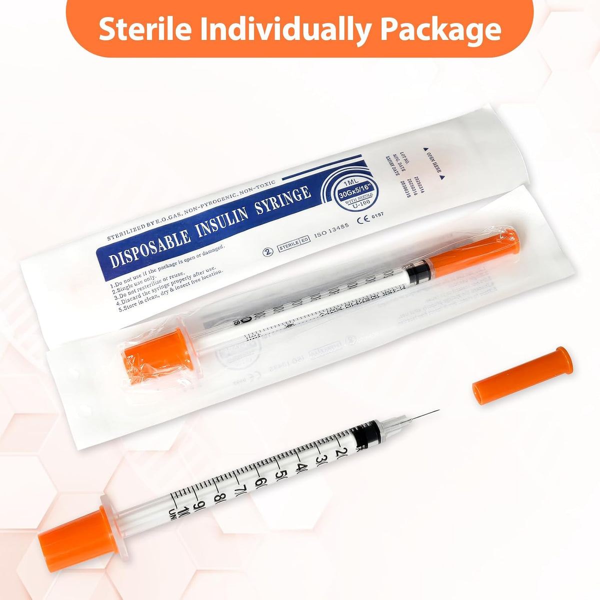 30 Pack Syringes with Needle, U-100 1ml 30G 5/16" 8mm Syringe