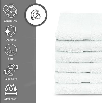 GOLD TEXTILES Bulk Bath Towels White 12 Pack (22x44 Inches) Economy Light Weight Easycare