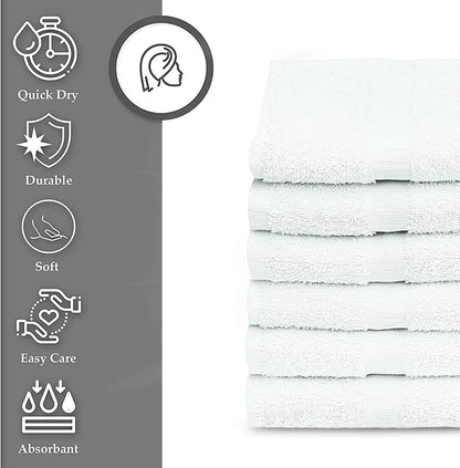 GOLD TEXTILES Bulk Bath Towels White 12 Pack (22x44 Inches) Economy Light Weight Easycare