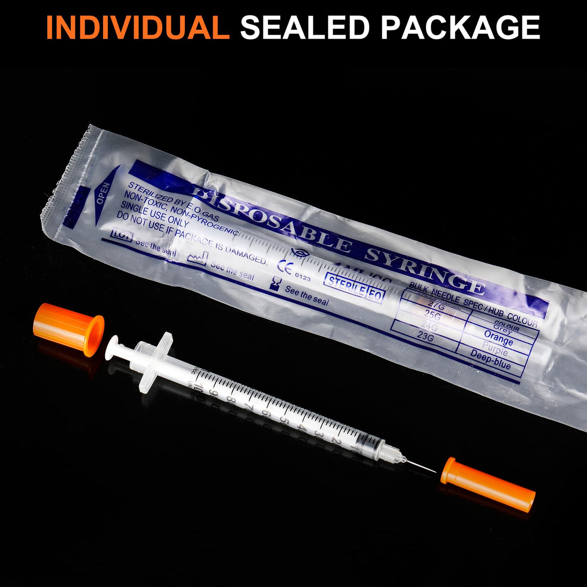 50 Pack 23 Ga 1 inch Luer Lock for Scientific Labs-3ML