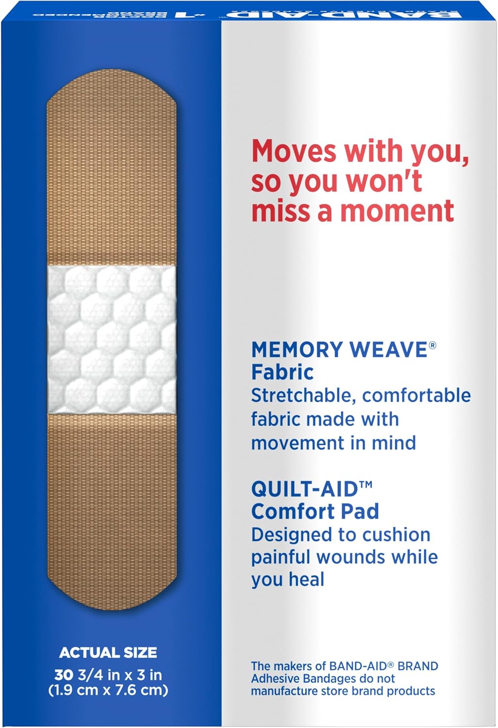 BAND-AID Brand Flexible Fabric Adhesive Bandages, Assorted Sizes, 30 Count