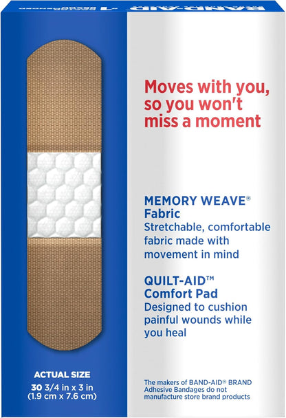 BAND-AID Brand Flexible Fabric Adhesive Bandages, Assorted Sizes, 30 Count
