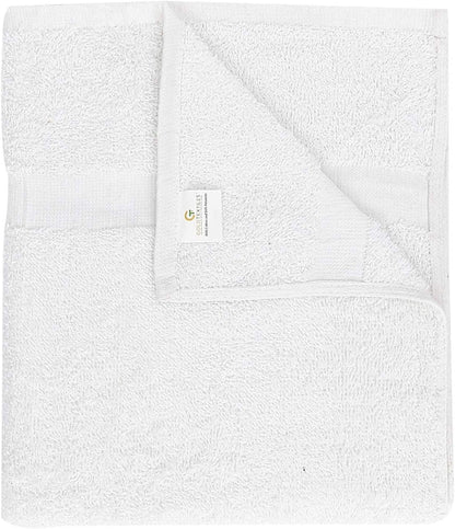 GOLD TEXTILES Bulk Bath Towels White 12 Pack (22x44 Inches) Economy Light Weight Easycare