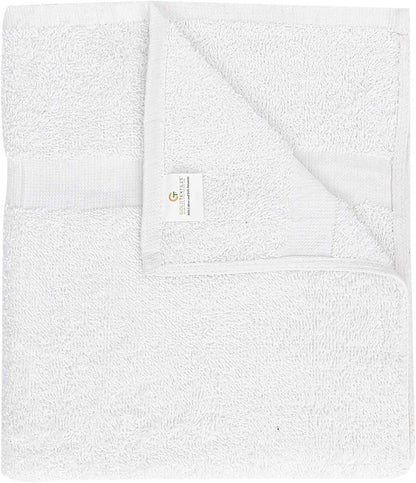 GOLD TEXTILES Bulk Bath Towels White 12 Pack (22x44 Inches) Economy Light Weight Easycare