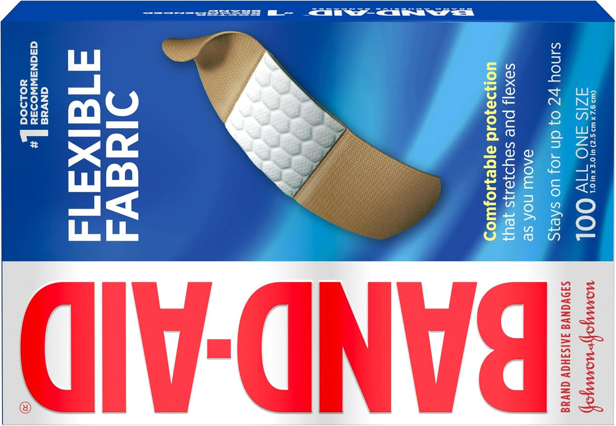 BAND-AID Brand Flexible Fabric Adhesive Bandages, Assorted Sizes, 30 Count
