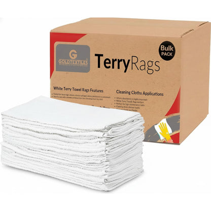 GOLD TEXTILES Bulk Bath Towels White 12 Pack (22x44 Inches) Economy Light Weight Easycare