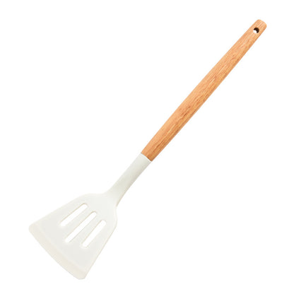 Wooden Handle Silicone Spatula and Spoon Set, Home Kitchen Tools