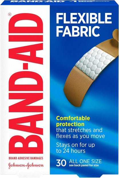 BAND-AID Brand Flexible Fabric Adhesive Bandages, Assorted Sizes, 30 Count