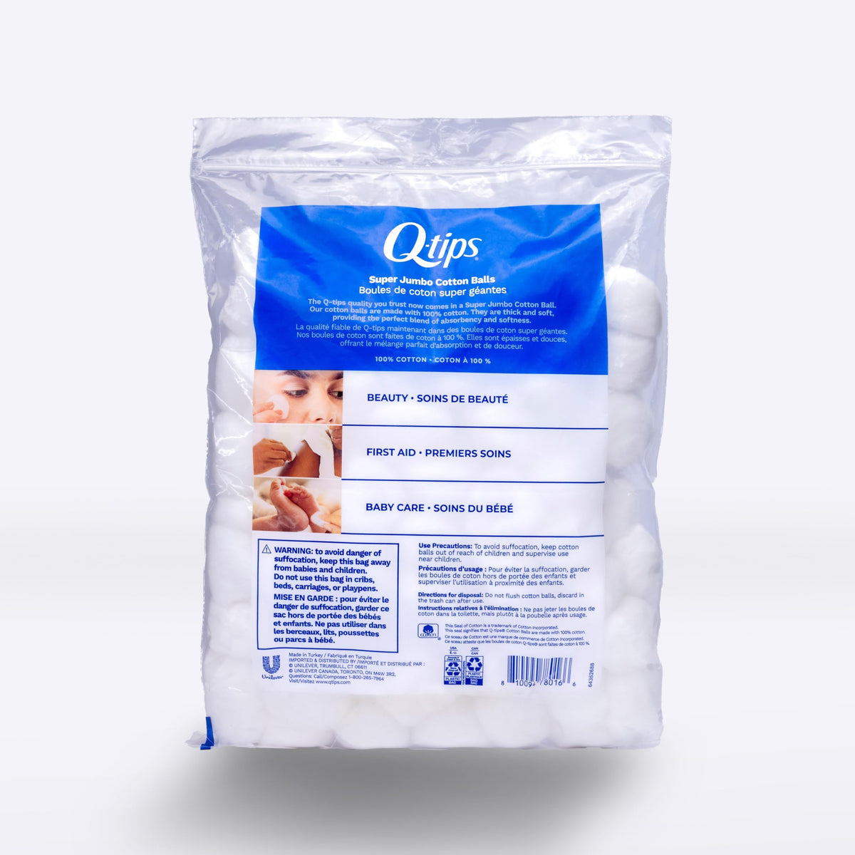 Q-Tips Super Jumbo Cotton Balls for Beauty, First Aid and Baby Care, 100% Thick Cotton, 100 Count