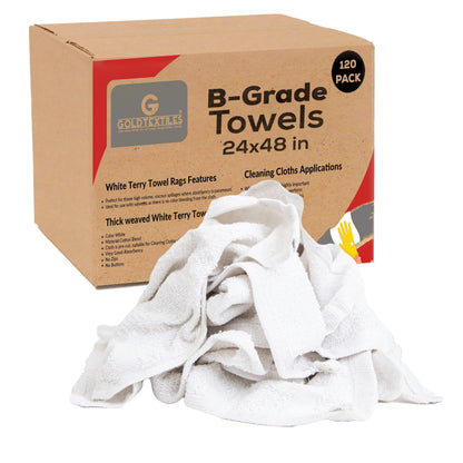 GOLD TEXTILES Bulk Bath Towels White 12 Pack (22x44 Inches) Economy Light Weight Easycare