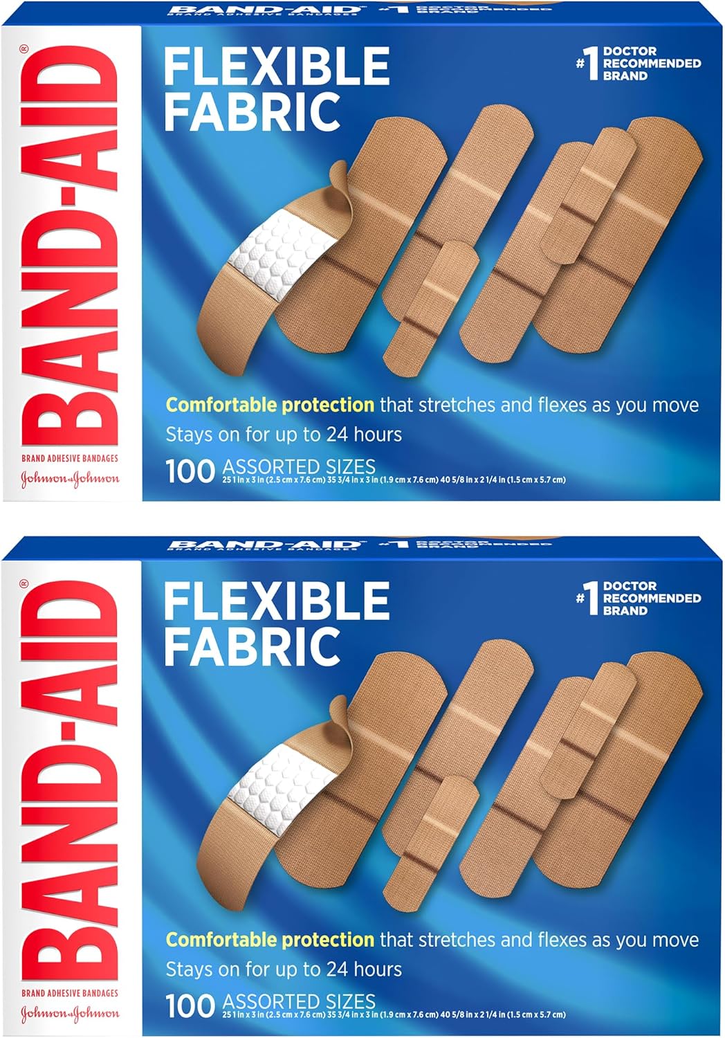 BAND-AID Brand Flexible Fabric Adhesive Bandages, Assorted Sizes, 30 Count