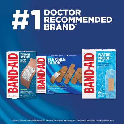 BAND-AID Brand Flexible Fabric Adhesive Bandages, Assorted Sizes, 30 Count