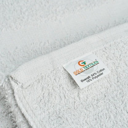 GOLD TEXTILES Bulk Bath Towels White 12 Pack (22x44 Inches) Economy Light Weight Easycare