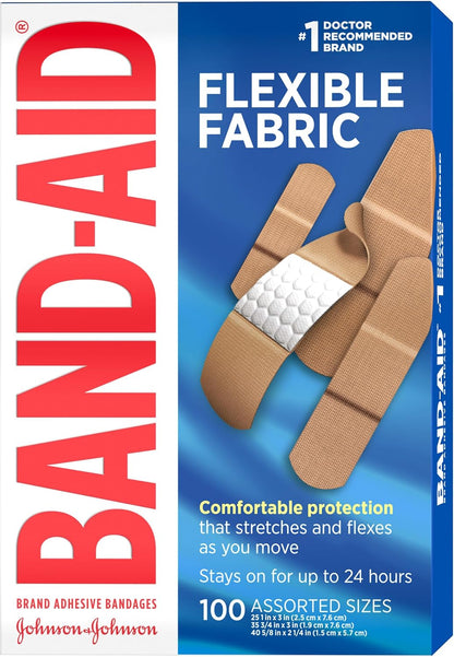 BAND-AID Brand Flexible Fabric Adhesive Bandages, Assorted Sizes, 30 Count